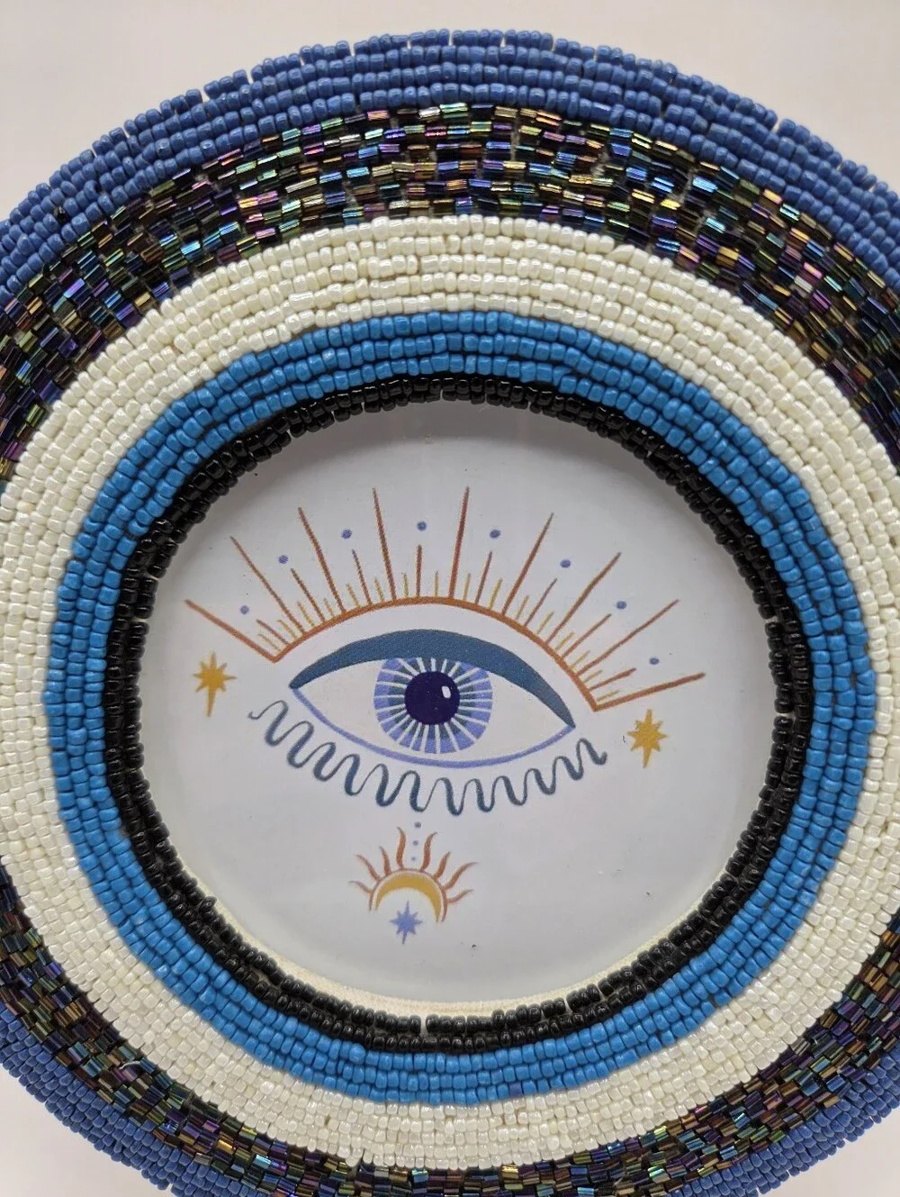 World Market - Blue Beaded Decorative Picture Frame with Eye Motif